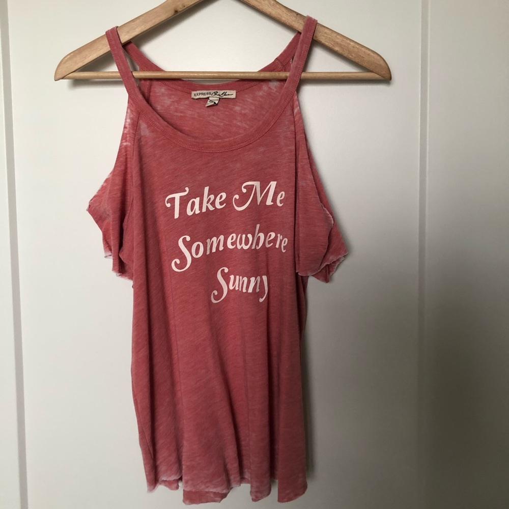 Open Shoulder Express Graphic Top